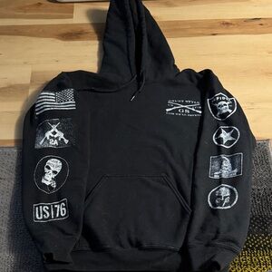 Grunt Style Black Hoodie with Patriotic Graphics